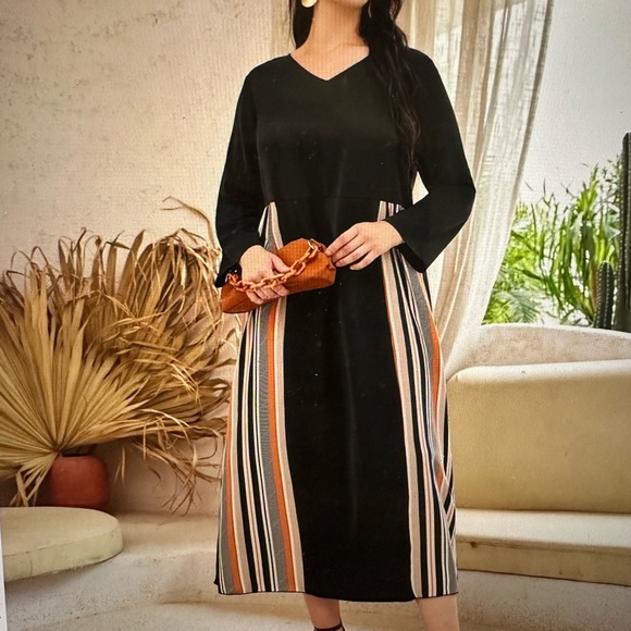 Plus colorful striped smock dress - Picture 4 of 5